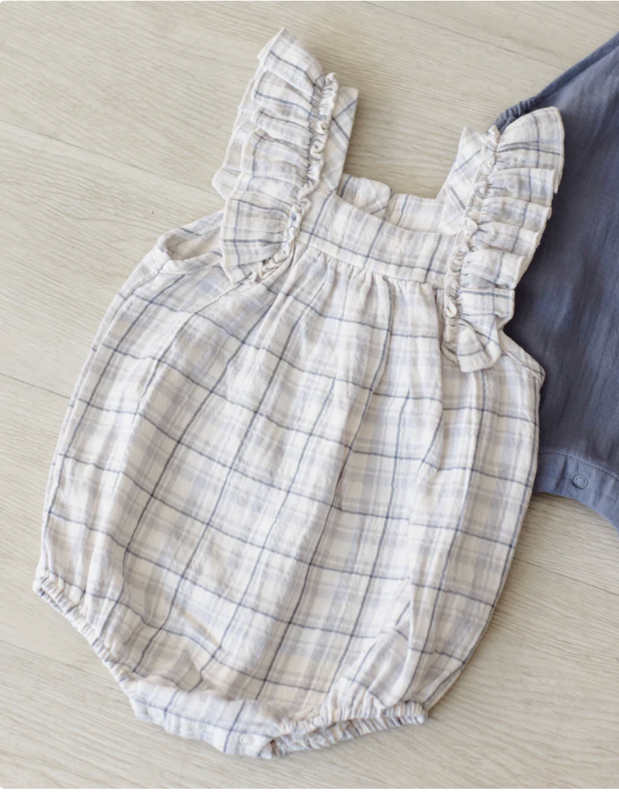 Maya Romper || Blue Plaid