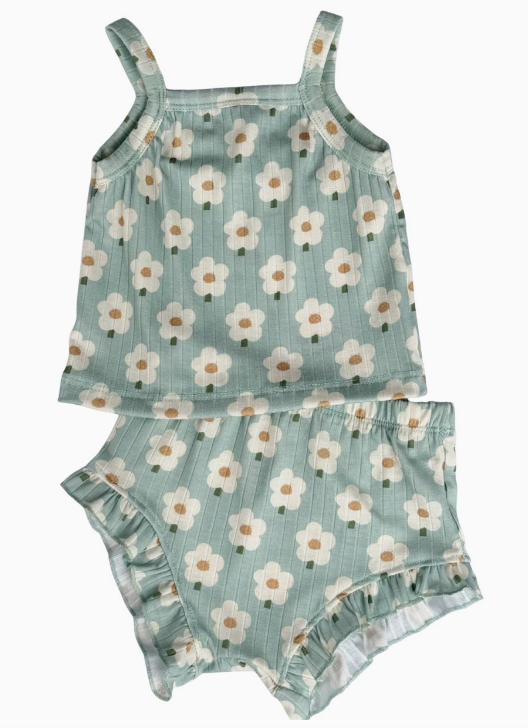 Bailey's Blossoms Luna Top & Bloomer Set - Green Daisy