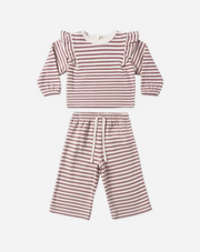 Ruffle Cozy Set || Mulberry Stripe