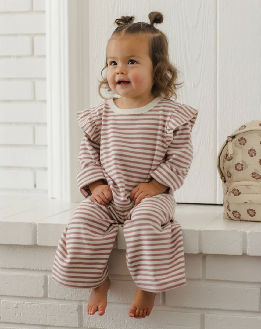 Ruffle Cozy Set || Mulberry Stripe