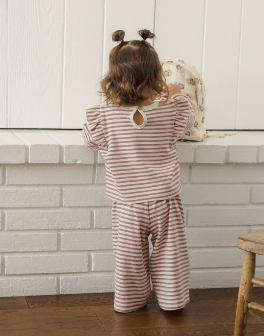 Ruffle Cozy Set || Mulberry Stripe