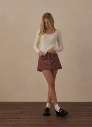 Teen Ribbed Long Sleeve Knit Tee || Natural