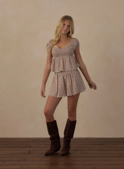 Teen Smocked V Mini Skirt || Primrose
