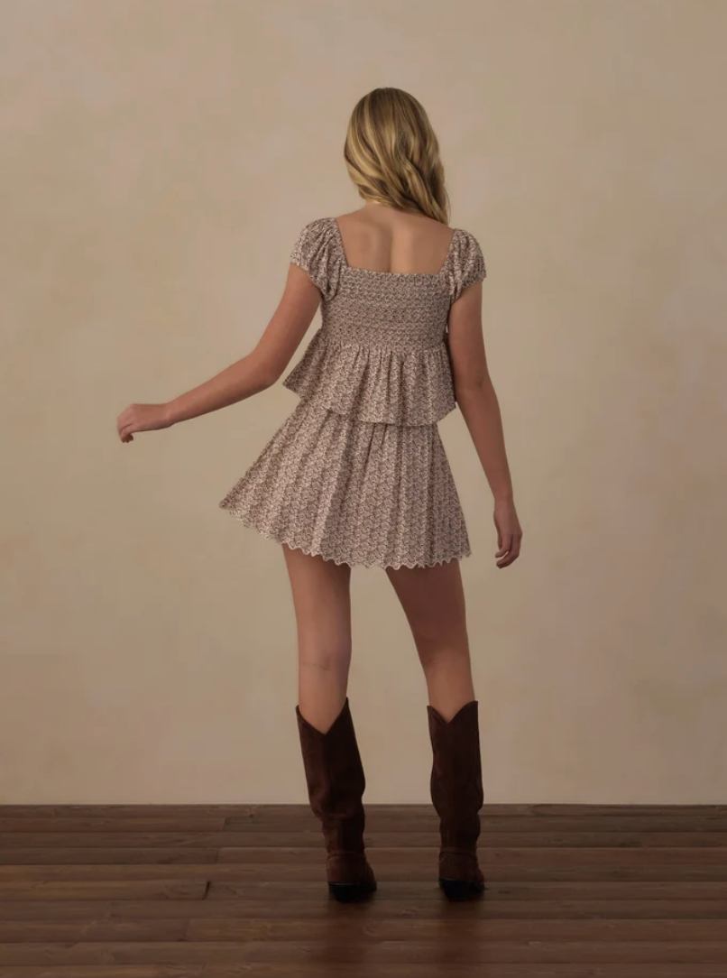 Teen Smocked V Mini Skirt || Primrose