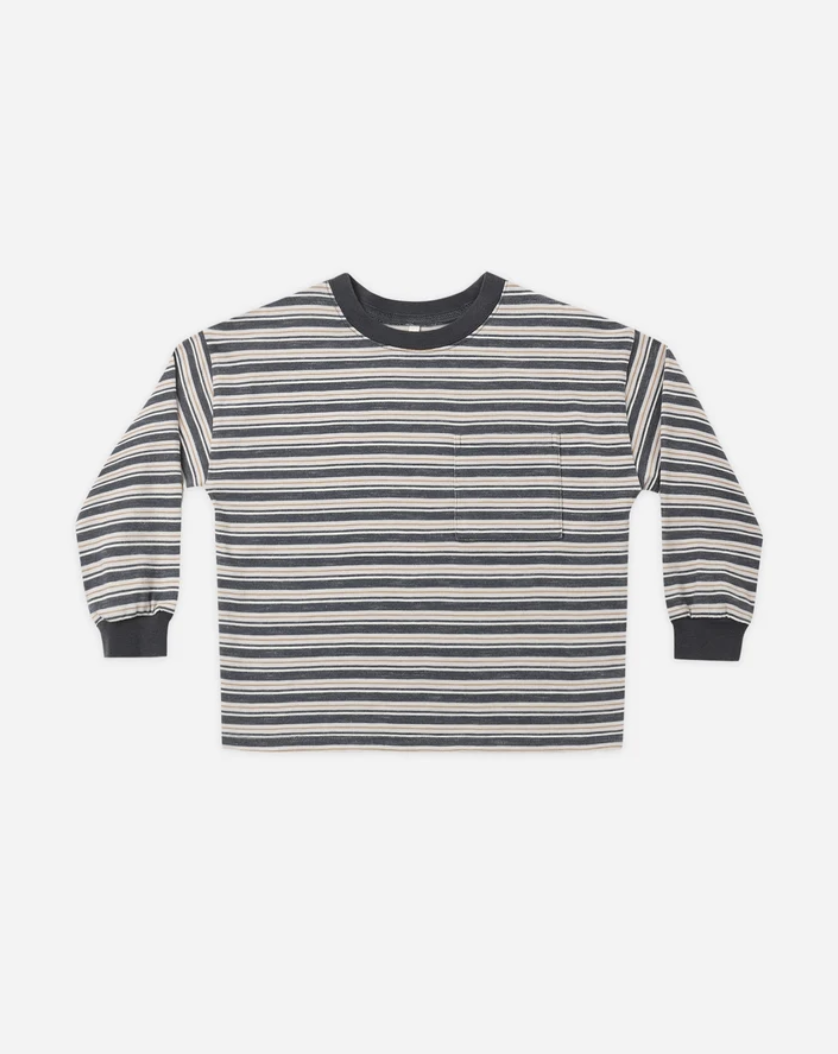 Relaxed Long Sleeve Tee || Blue Stripe