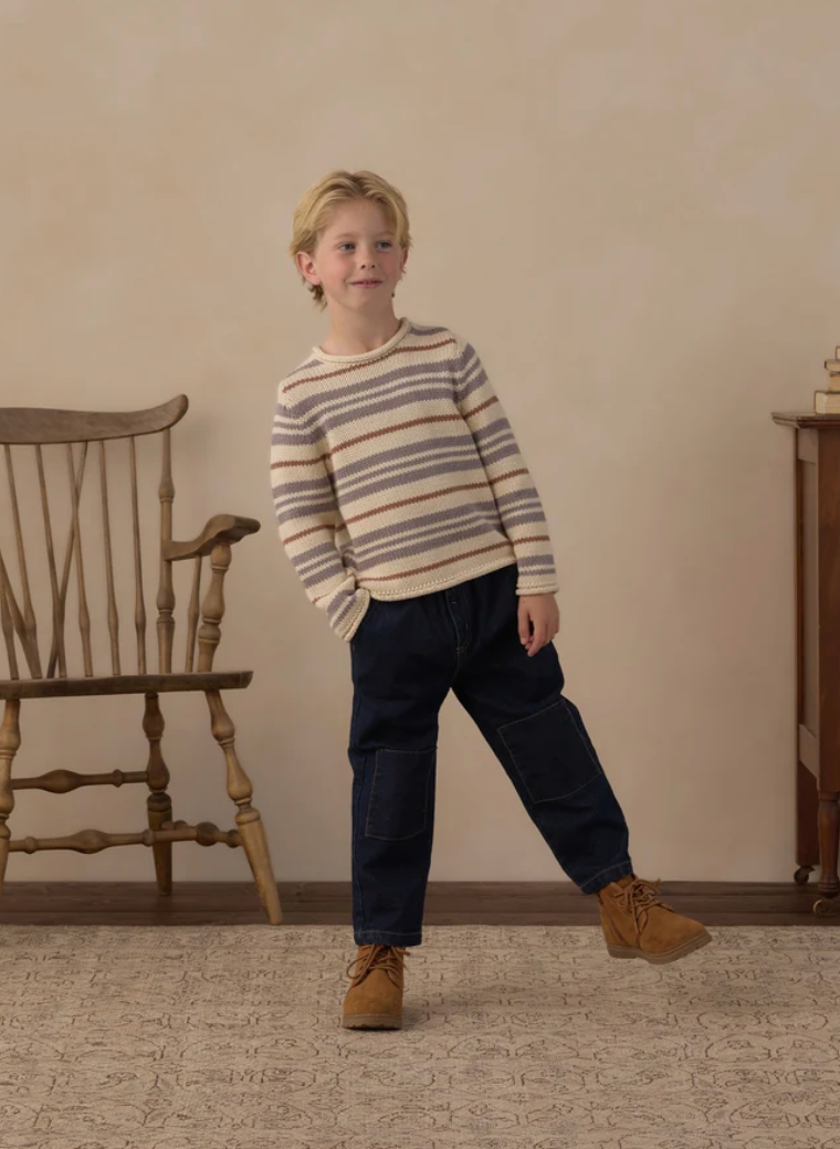 Jacques Sweater || Dusty Blue Stripe