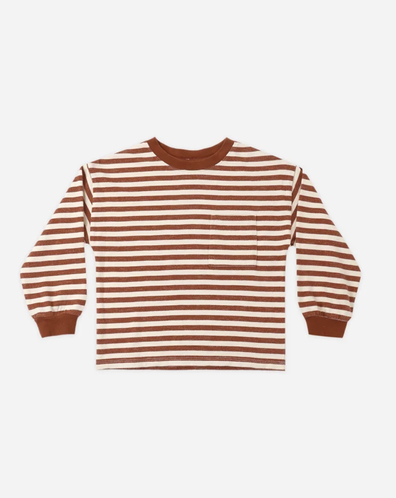 Relaxed Long Sleeve Tee || Brick Stripe