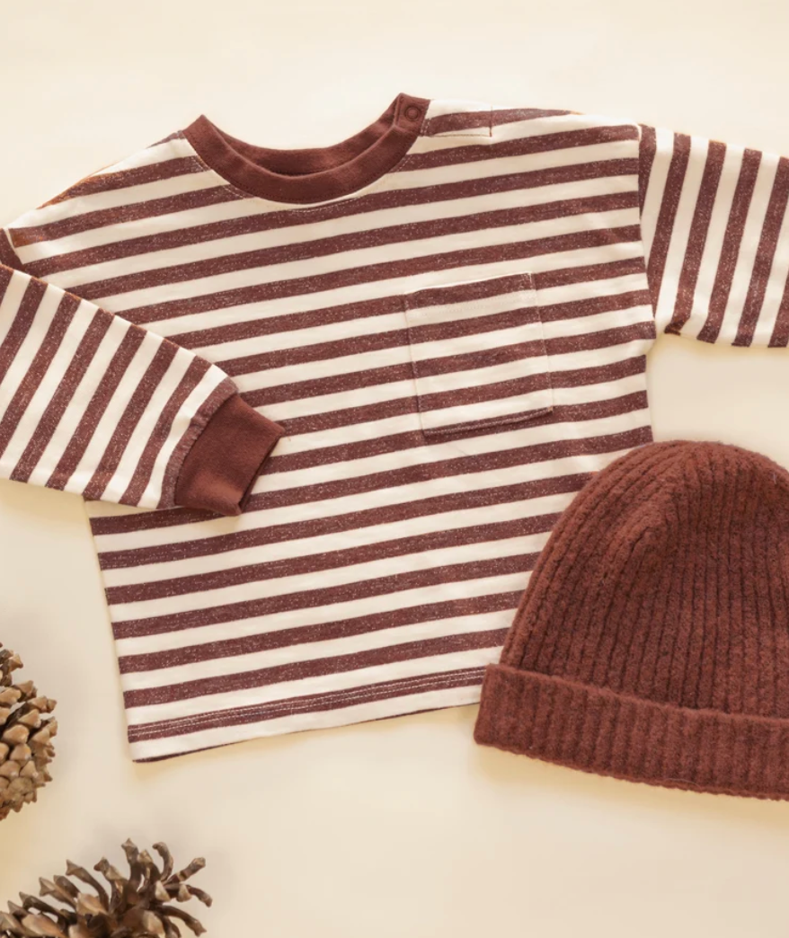 Relaxed Long Sleeve Tee || Brick Stripe