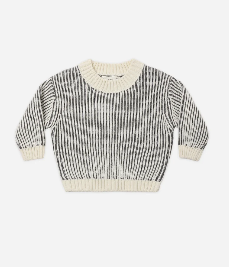 Relaxed Knit Sweater|| Midnight Stripe