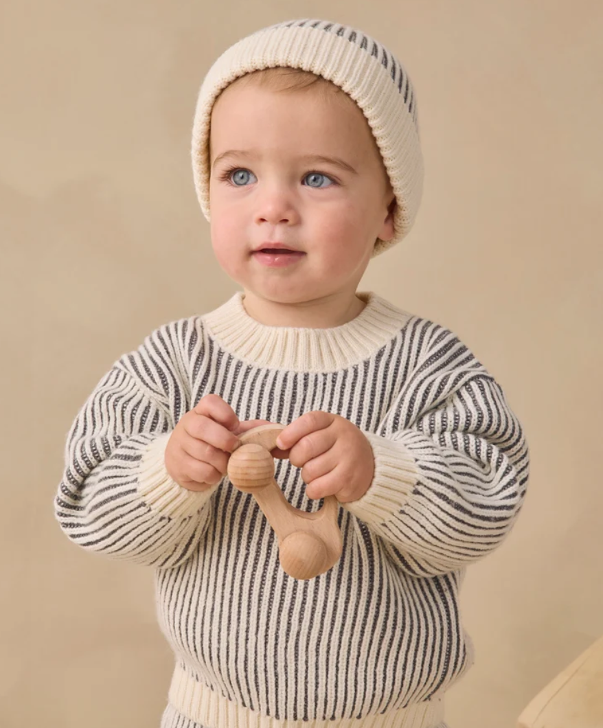 Relaxed Knit Sweater|| Midnight Stripe