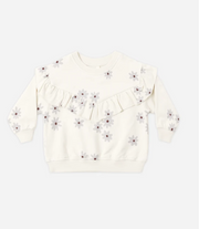 Ruffle Fleece Sweatshirt || Blue Daisy