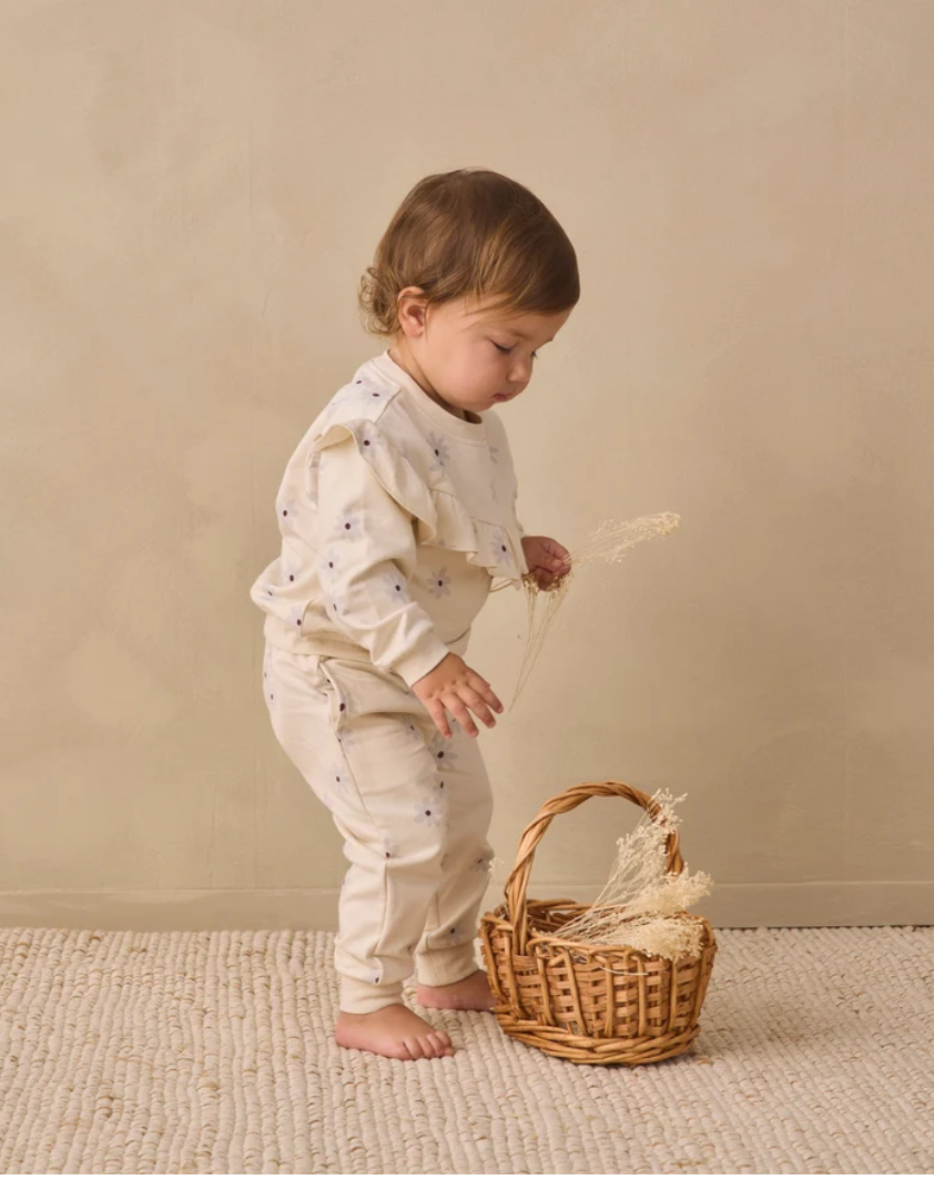 Ruffle Fleece Sweatshirt || Blue Daisy
