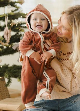 Velour Zip Jumpsuit || Cranberry