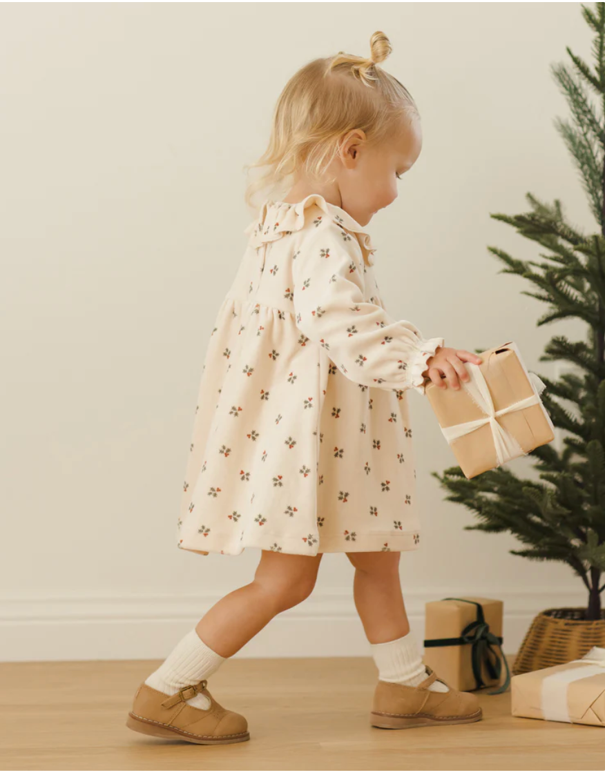 Velour Baby Dress || Holly Berry