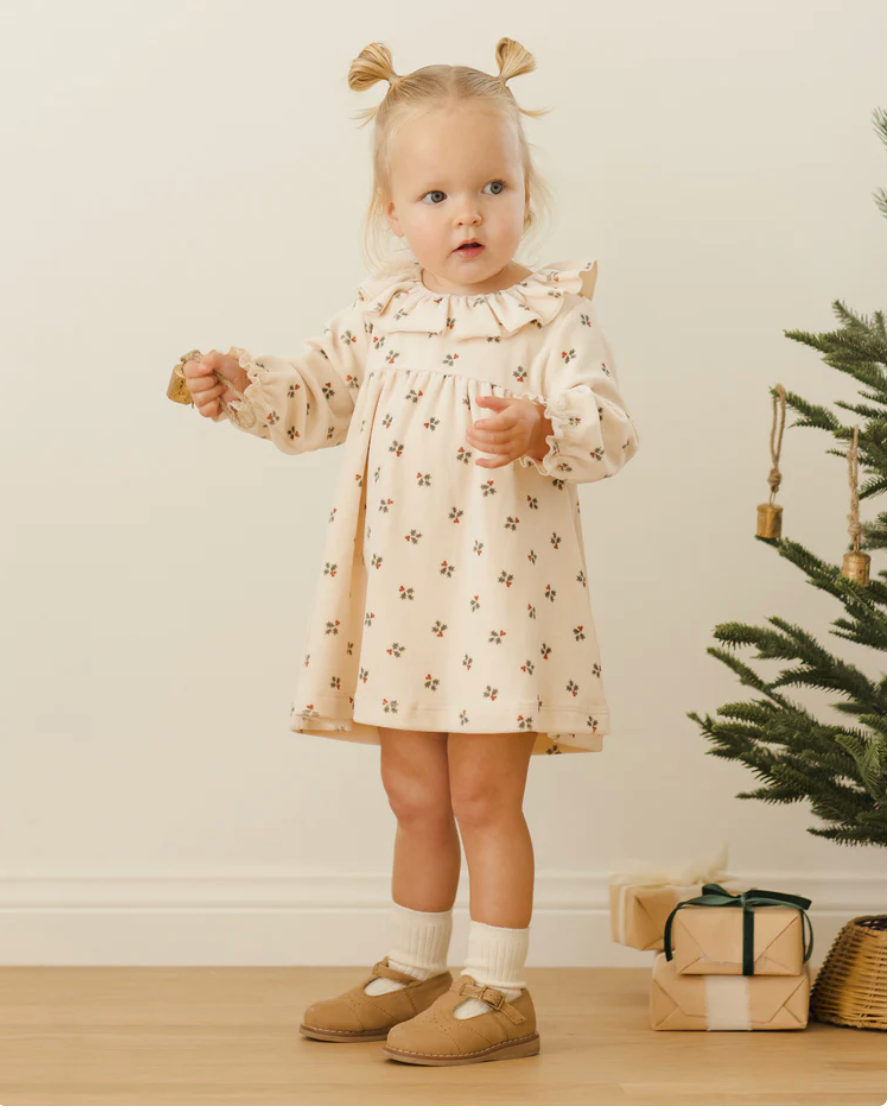 Velour Baby Dress || Holly Berry
