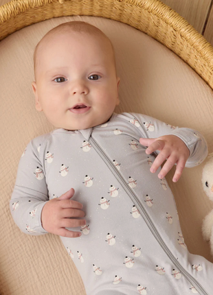 Bamboo Zip Footie || Snowmen