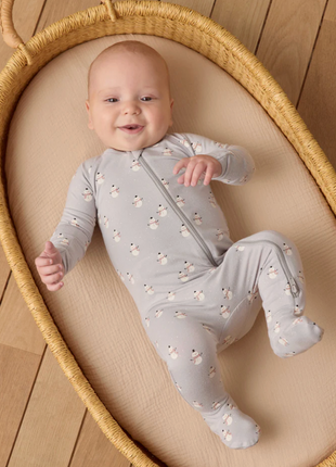 Bamboo Zip Footie || Snowmen