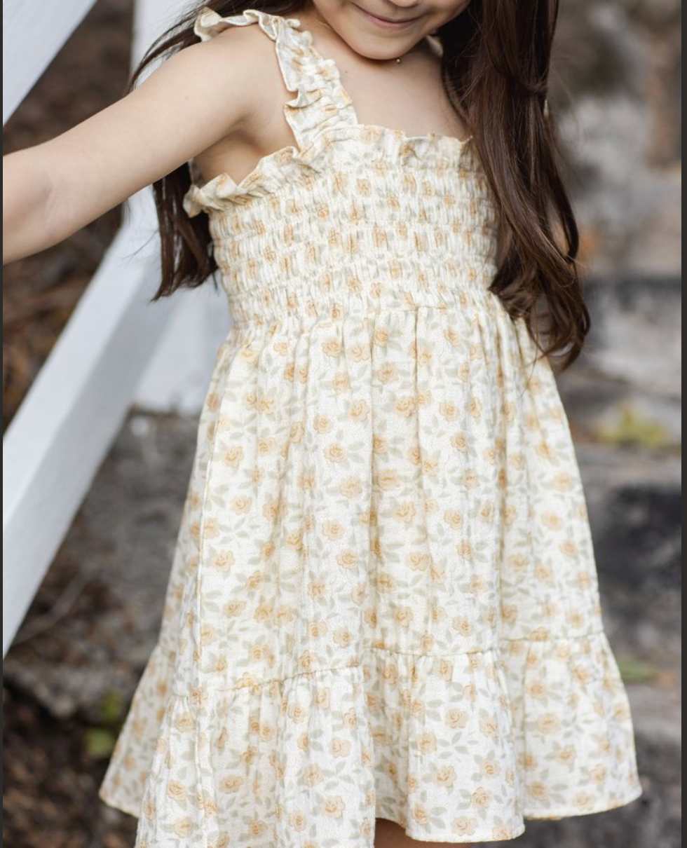 Model Wearing Rylee & Cru Sutton Dress || Yellow Floral