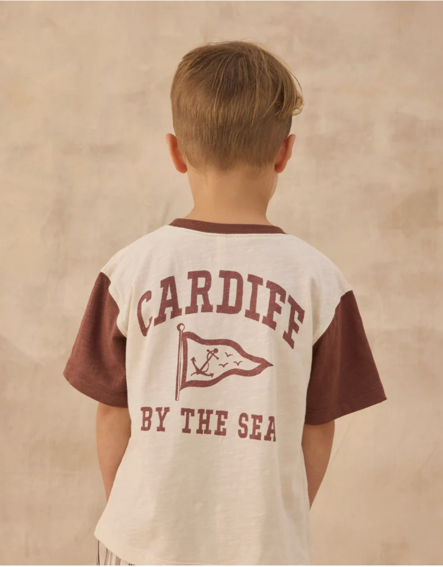 Model Wearing Rylee & Cru Contrast Short Sleeve Tee || Cardiff By The Sea
