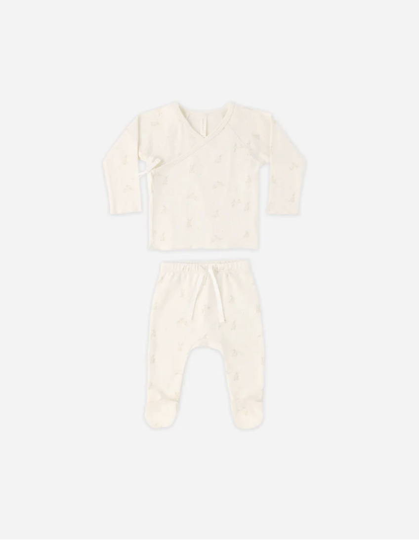 Wrap Top + Footed Pant Set || Bunnies
