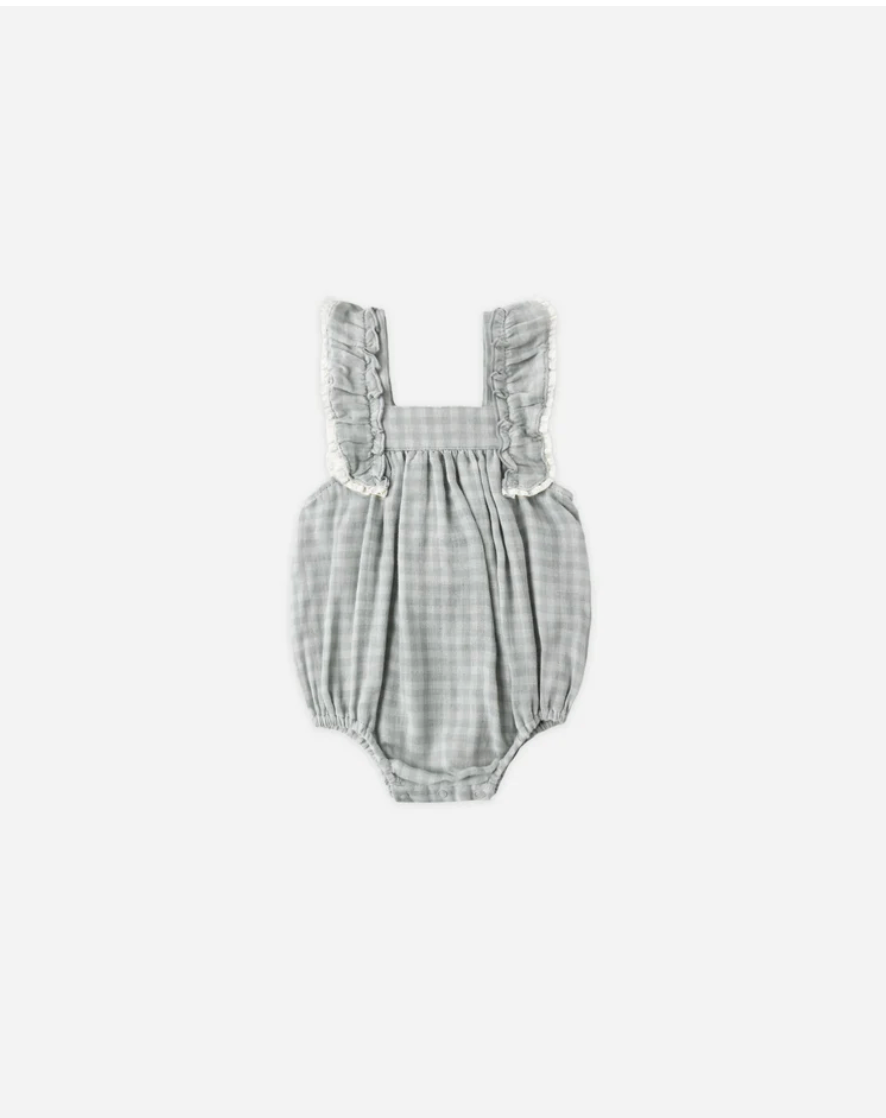 Maya Romper || Green Gingham
