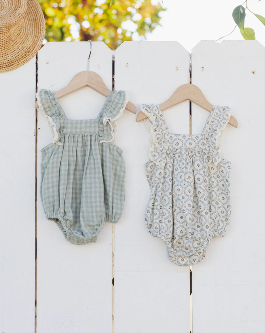 Maya Romper || Green Gingham