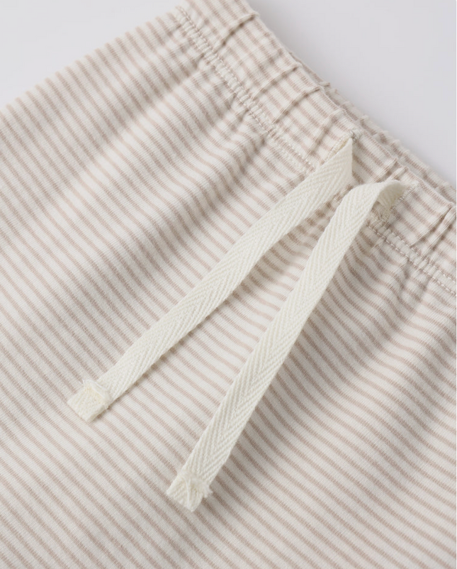 Wrap Top + Footed Pant Set || Oat Micro Stripe