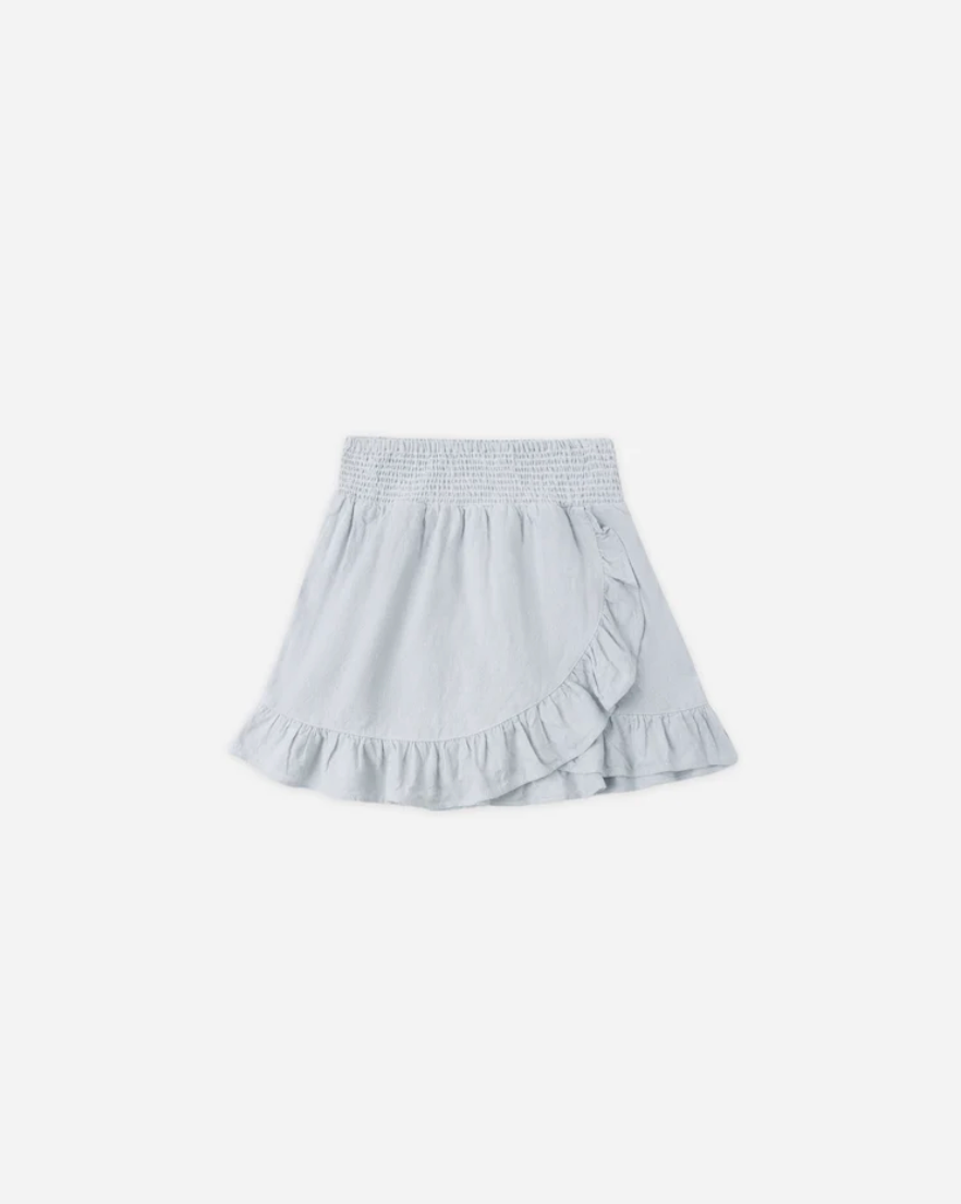Wrap Ruffle Skirt || Heathered Light Blue