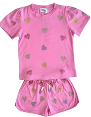Lola And The Boys Crystal Hearts Short Set | Pink