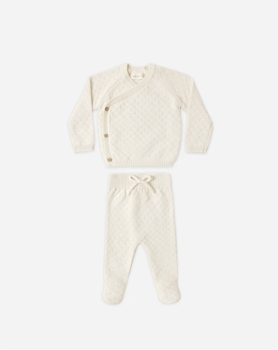 Knit Wrap Top + Pant Set || Natural