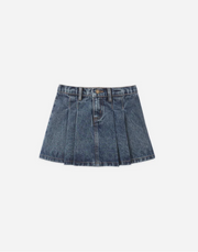 Pleated Denim Skirt || Indigo
