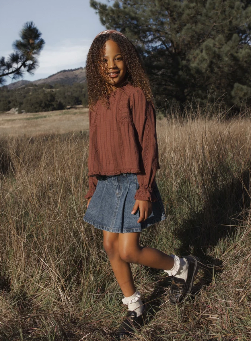 Pleated Denim Skirt || Indigo