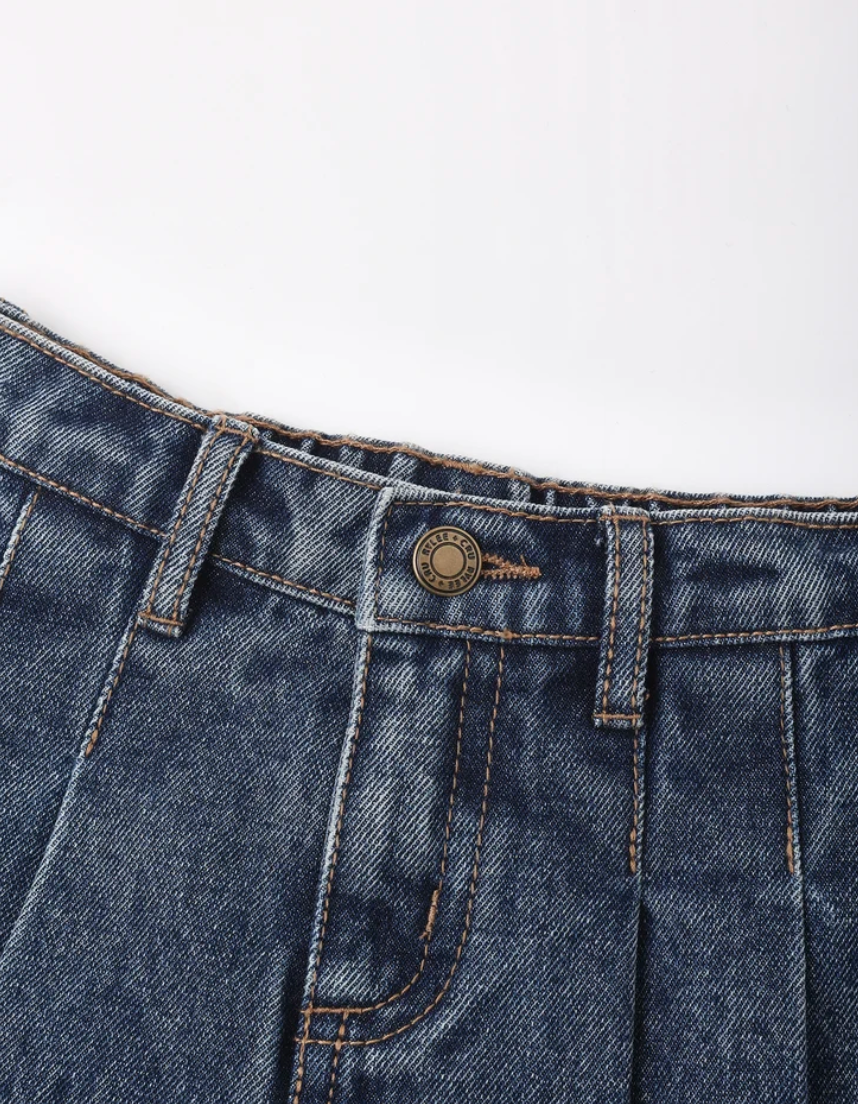 Pleated Denim Skirt || Indigo