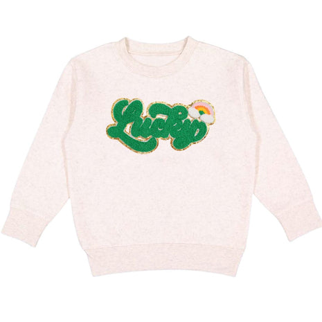Sweet Wink Lucky Rainbow Patch St. Patrick's Day Sweatshirt - Natural