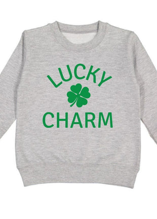 Sweet Wink Lucky Charm Shamrock St. Patrick's Day Sweatshirt - Gray