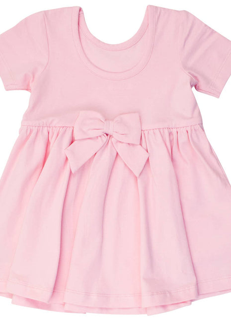 Rufflebutts & Ruggedbutts Girls Pink Short Sleeve Knit Twirl Dress Back