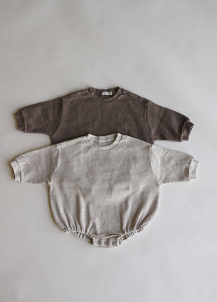 Warm Taupe Waffle Bubble Onesie