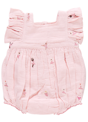 Pink Chicken Baby Girl Elsie Bubble - Ballerina Embroidery Front
