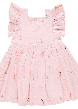 Pink Chicken Girls Elsie Dress - Ballerina Embroidery Front