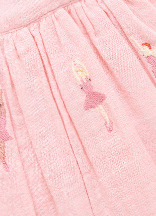 Pink Chicken Girls Elsie Dress - Ballerina Embroidery Details