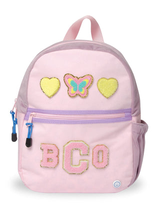 Small Becco Backpack - Kids Lux Pink/Lavender Front With Patches 