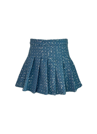 Dark Denim Sparkle Pleated Skirt