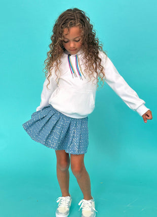 Dark Denim Sparkle Pleated Skirt