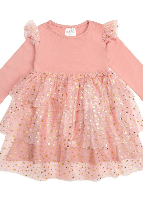Sweet Wink Blush Shimmer Christmas Long Sleeve Tutu Dress