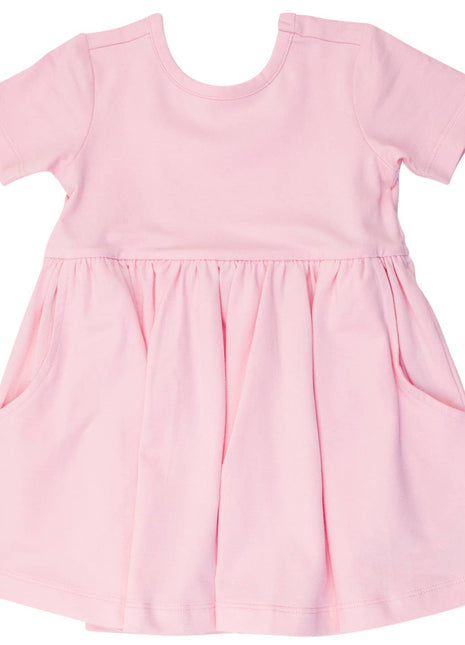 Rufflebutts & Ruggedbutts Girls Pink Short Sleeve Knit Twirl Dress