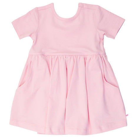 Rufflebutts & Ruggedbutts Girls Pink Short Sleeve Knit Twirl Dress