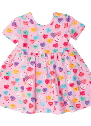Rufflebutts + Ruggedbutts Girls Be My Valentine Short Sleeve Knit Twirl Dress Front 