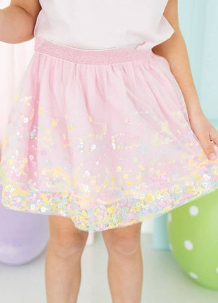 Model Wearing Sweet Wink Pastel Confetti Tutu - Girls Clothes - Spring 2025 Clothing