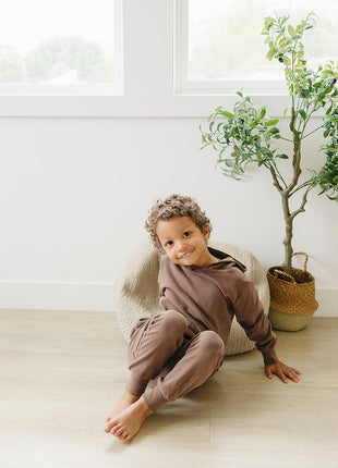 Model Wearing Olive + Scout Harley Jogger Set