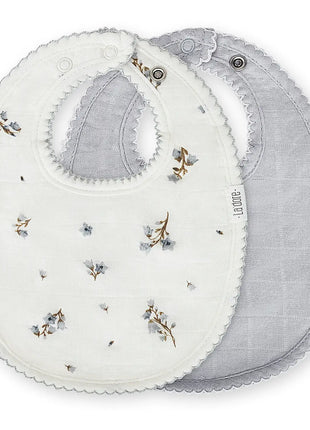 Adora baby muslin baby bibs, soft cotton teething bibs for infant drips, drools, and feedings, waterproof, fit for newborn baby, 2-pack, sky floral boys